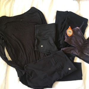 lululemon athletica 3pc black bundle + 2 bonus pcs